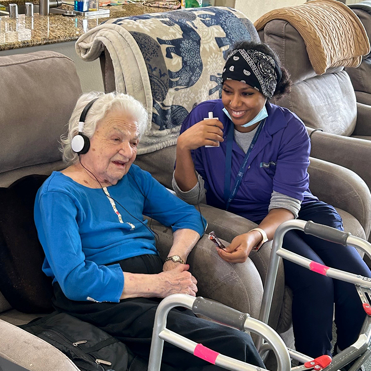 Resident Listening to Music