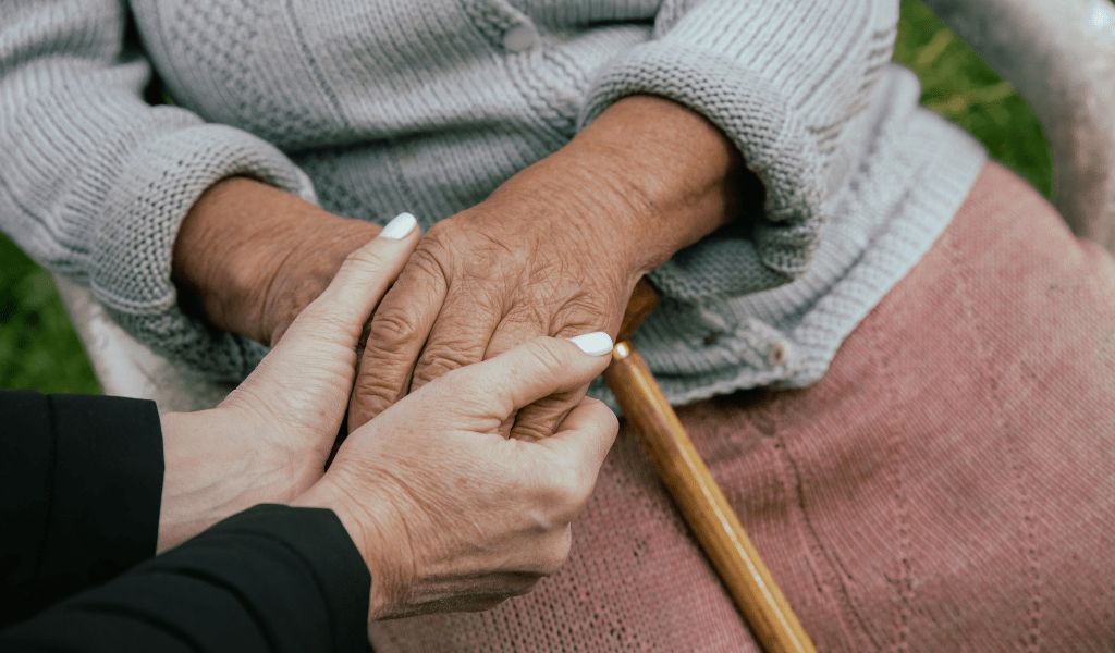 woman holding hands