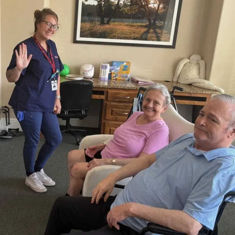 Caregiver with two residents
